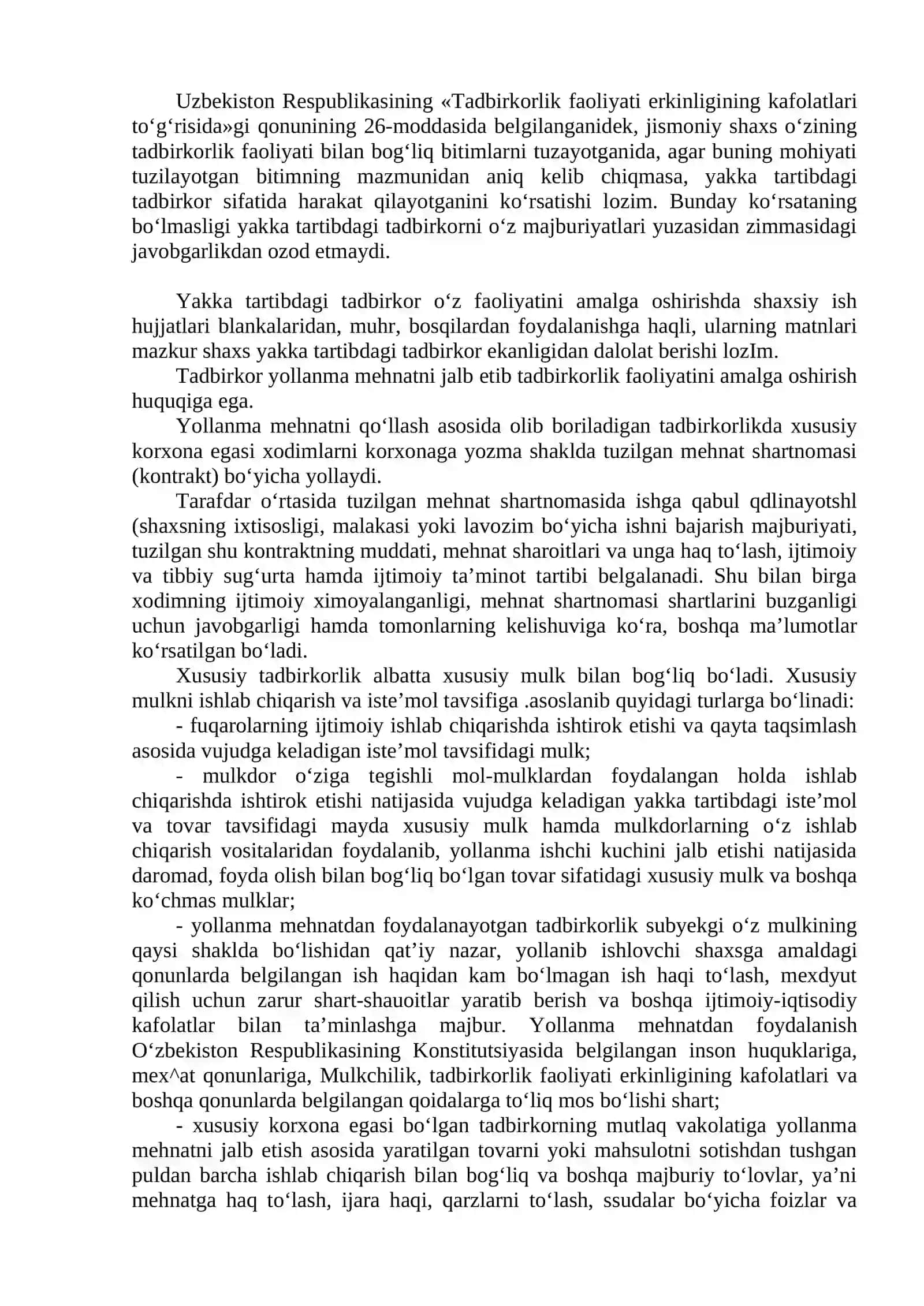 Tadbirkorlik faoliyati subyektlarining huquqlari 2