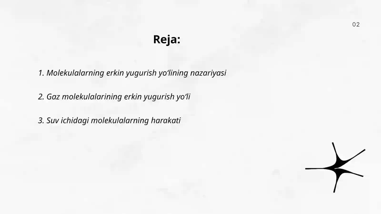 Molekulalarning erkin yugurish yoʻli. Diffuziya 2
