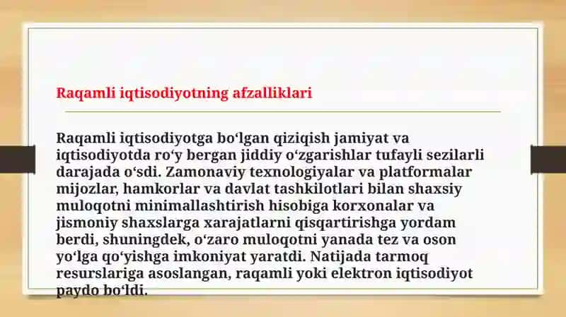 Raqamli Iqtisodiyot Fan 2