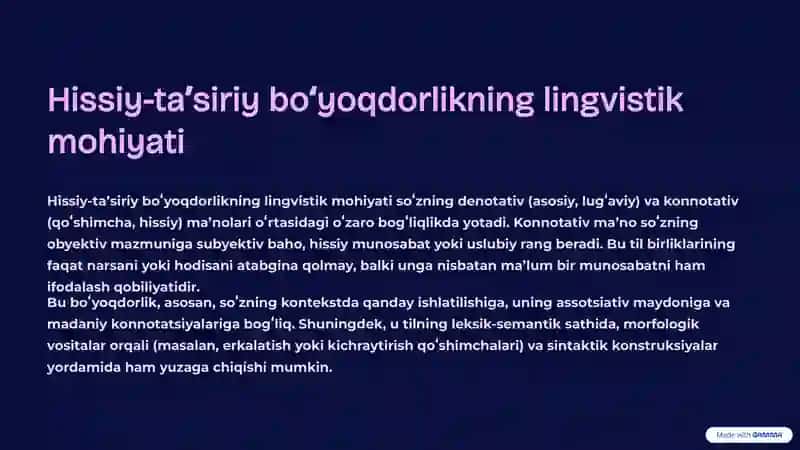 Lugʻat tarkibining hissiy-taʼsiriy boʻyoqdorligi 2