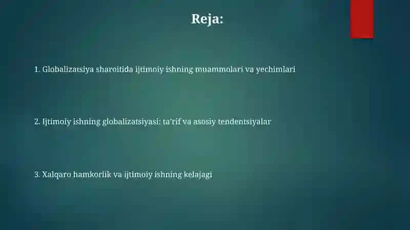 Ijtimoiy ishning globolizatsiyasi 2