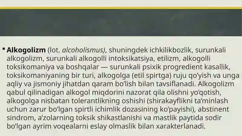 Alkogolizm va uning asoratlar 2