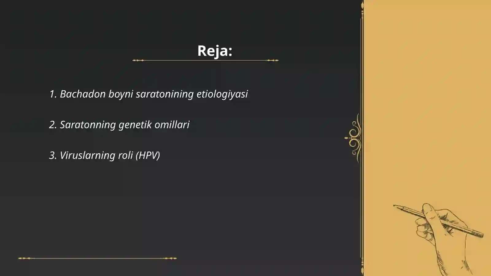 Bachadon boyni saratonini biologiyasi 2