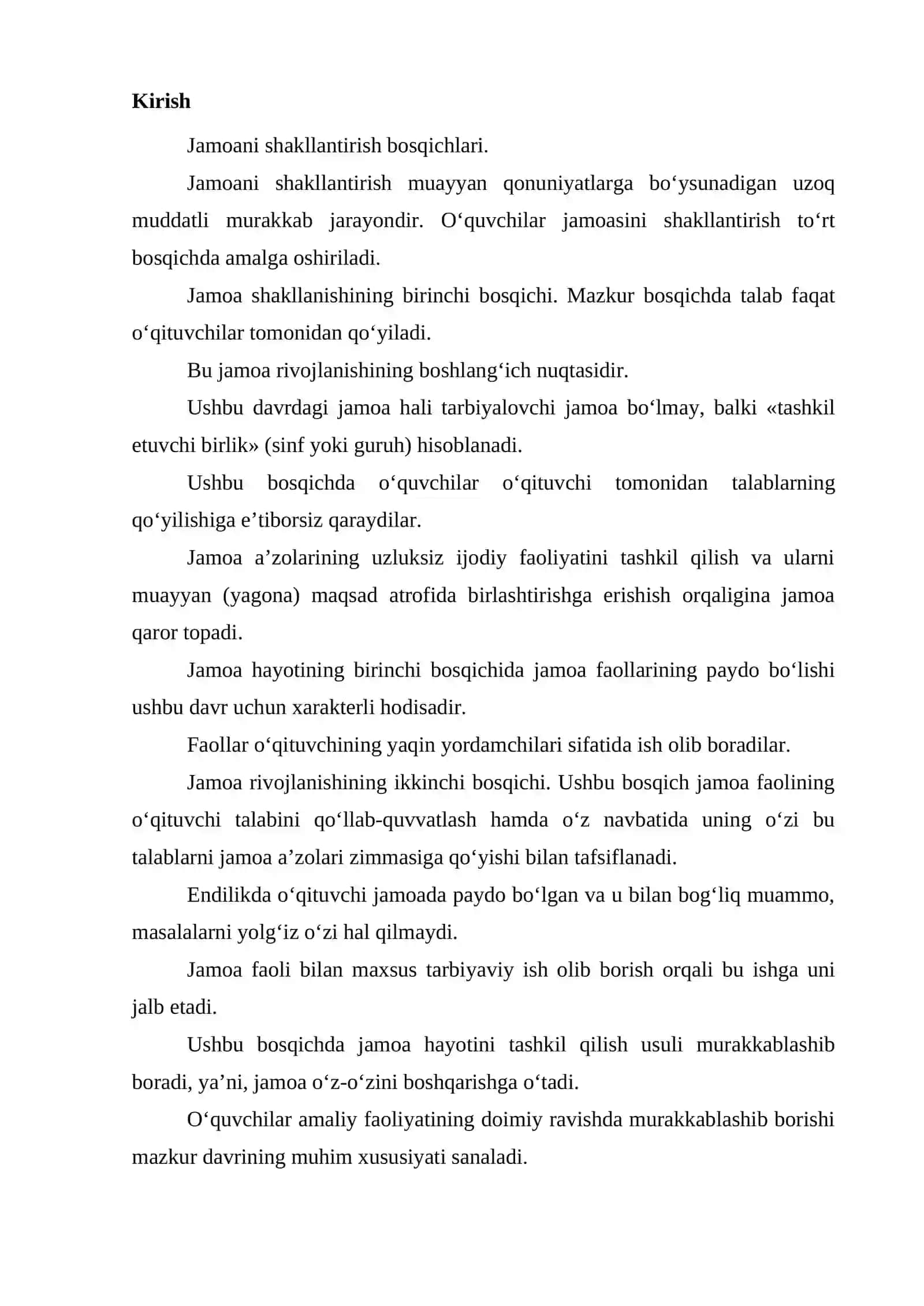 Sinf jamosini shakllantirishning asosiy bosqichlari 2
