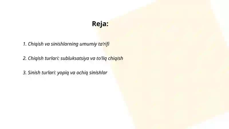 Chiqish va sinishlar, ularning turlari 2