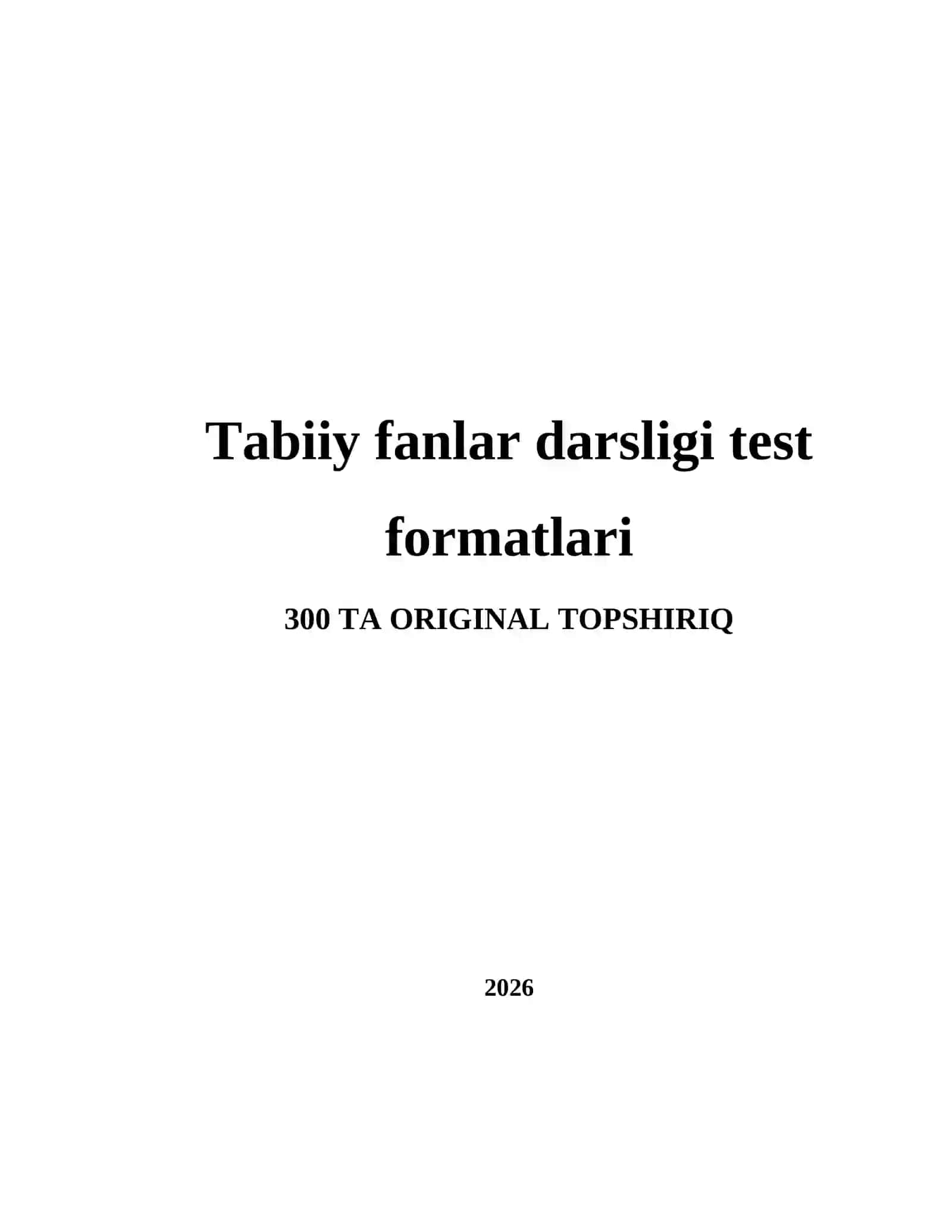 Tabiiy fanlar darsligi test formatlari 2