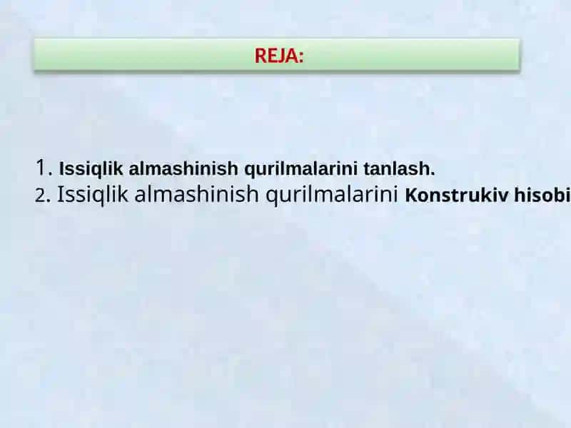 Issiqlik almashinish qurilmalari 2