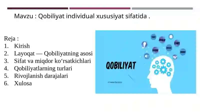 Qobiliyat individual xususiyat sifatida 2