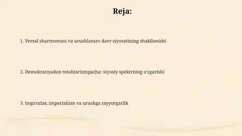 Jahon urushi oraligʻidagi siyosiy hayot 2