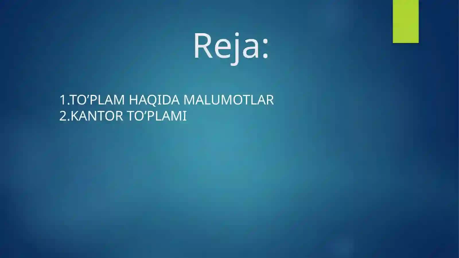 To'plamlar nazariyasi 2