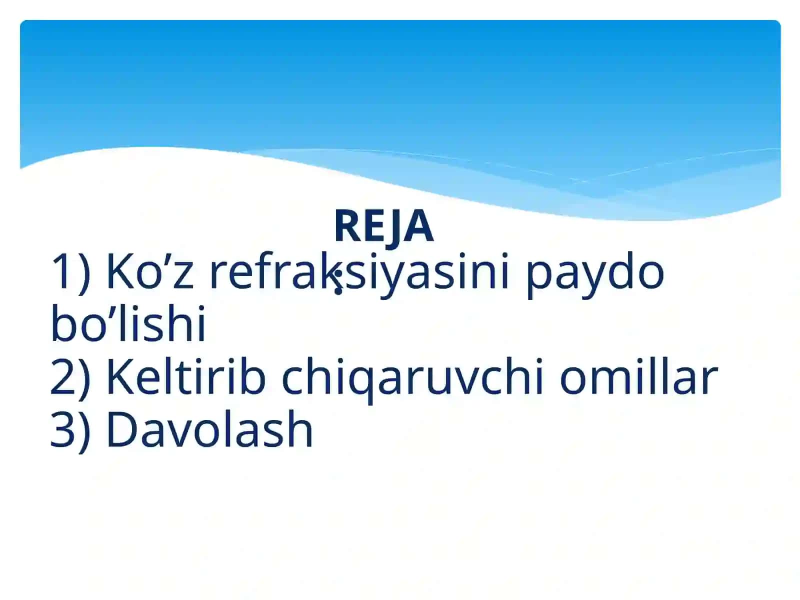 Bolalarda refraksiya jarohatini o'ziga hosil qilish 2