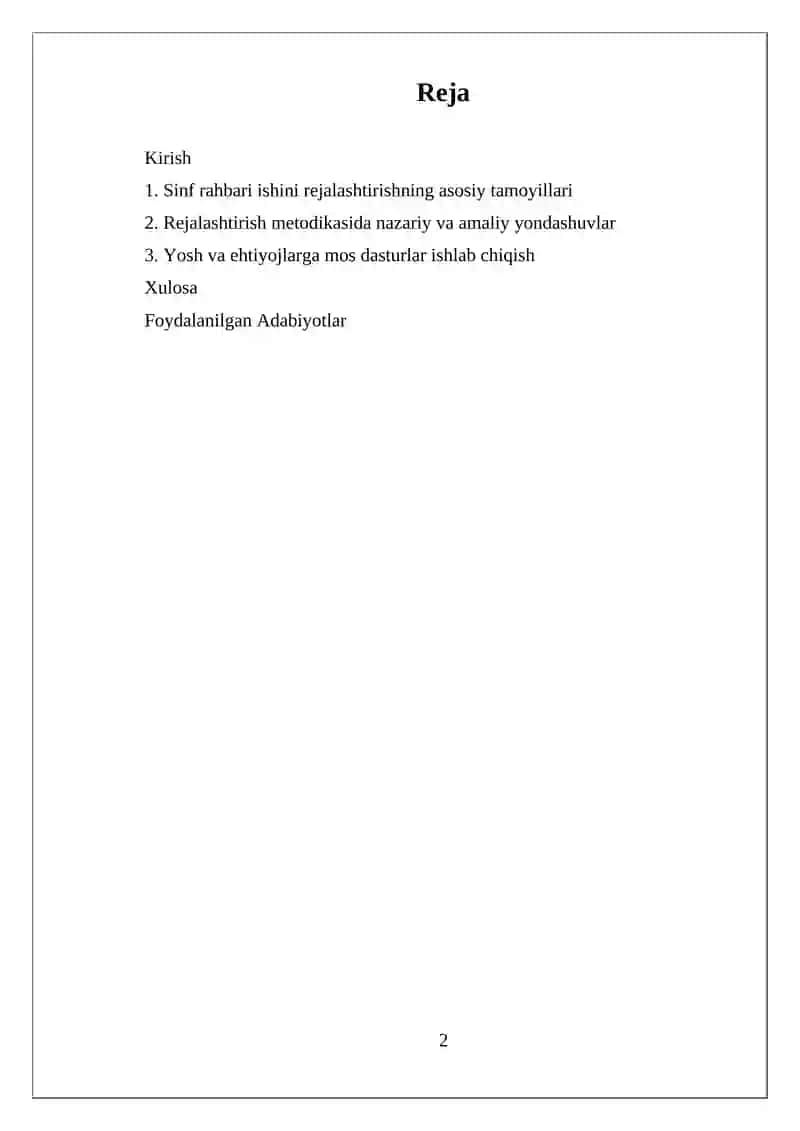 Sinf Rahbari Ishini Rejalashtirish Metodikasi 2