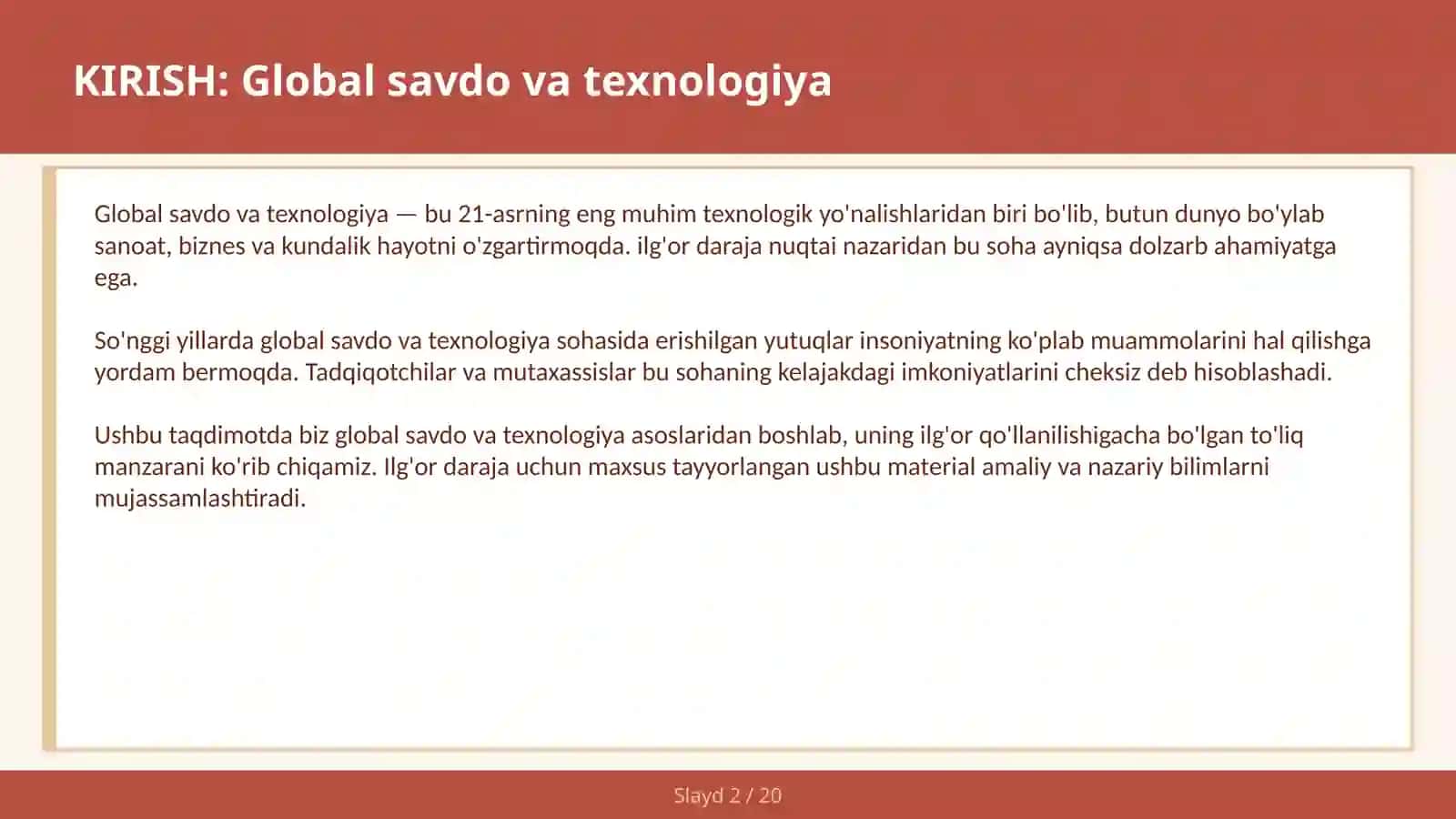 GLOBAL SAVDO VA TEXNOLOGIYA 2