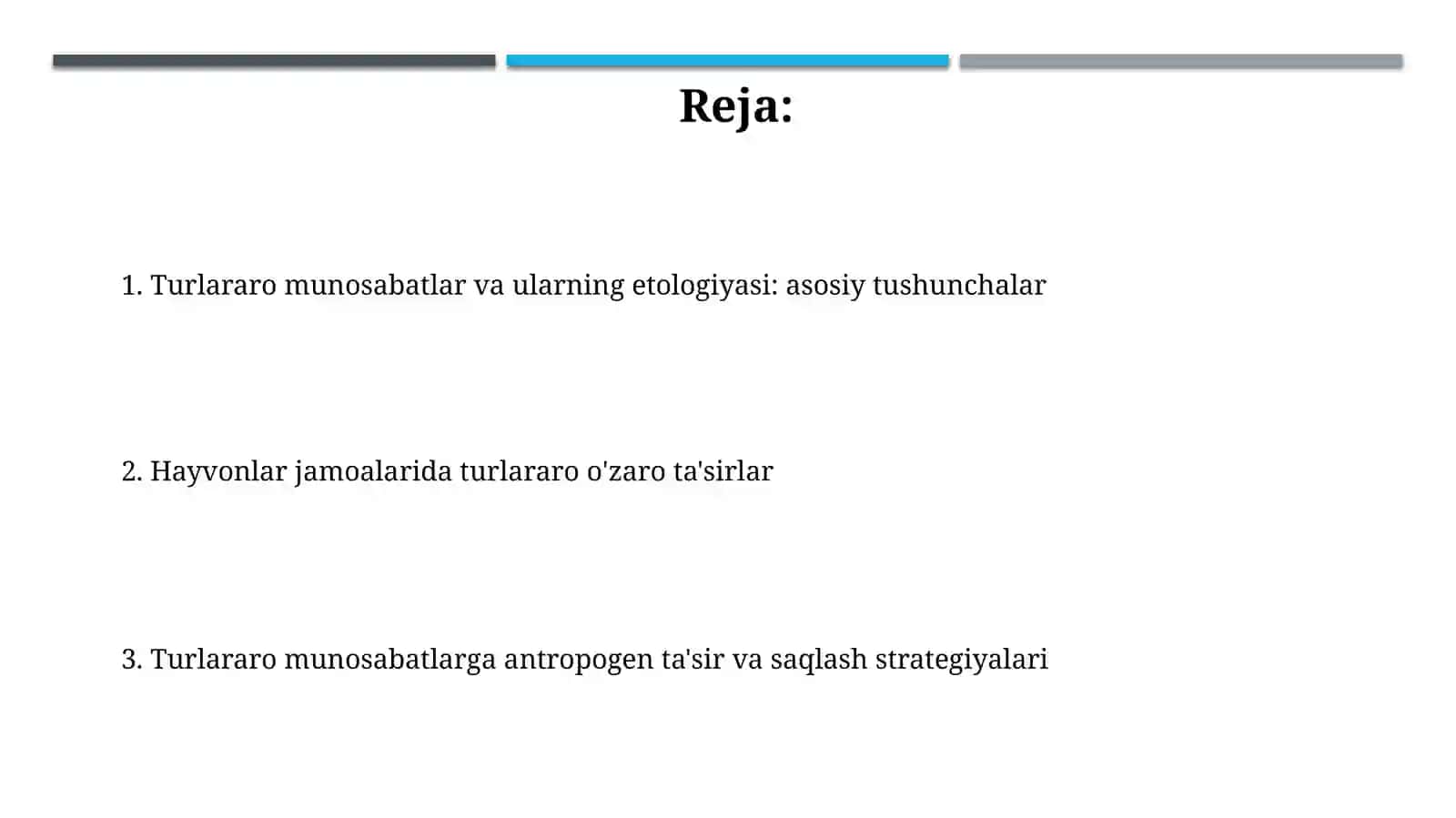 Hayvonlar jamoalarining o'zaro ta'siri 2