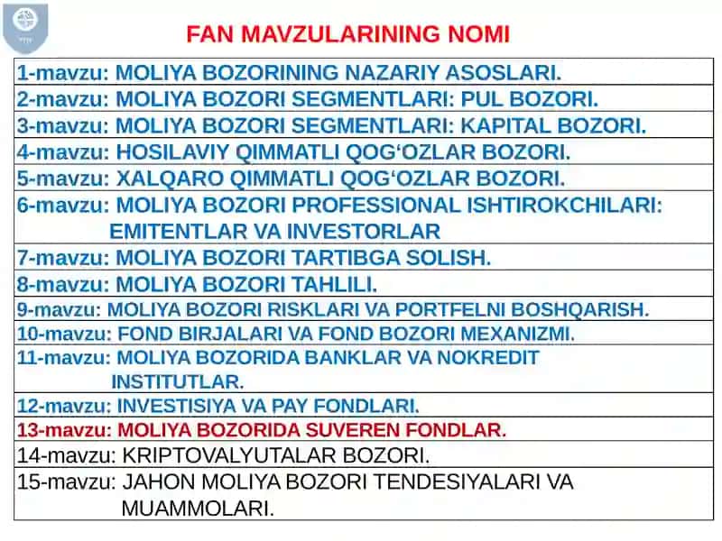 MOLIYA BOZORIDA SUVEREN FONDLAR 2