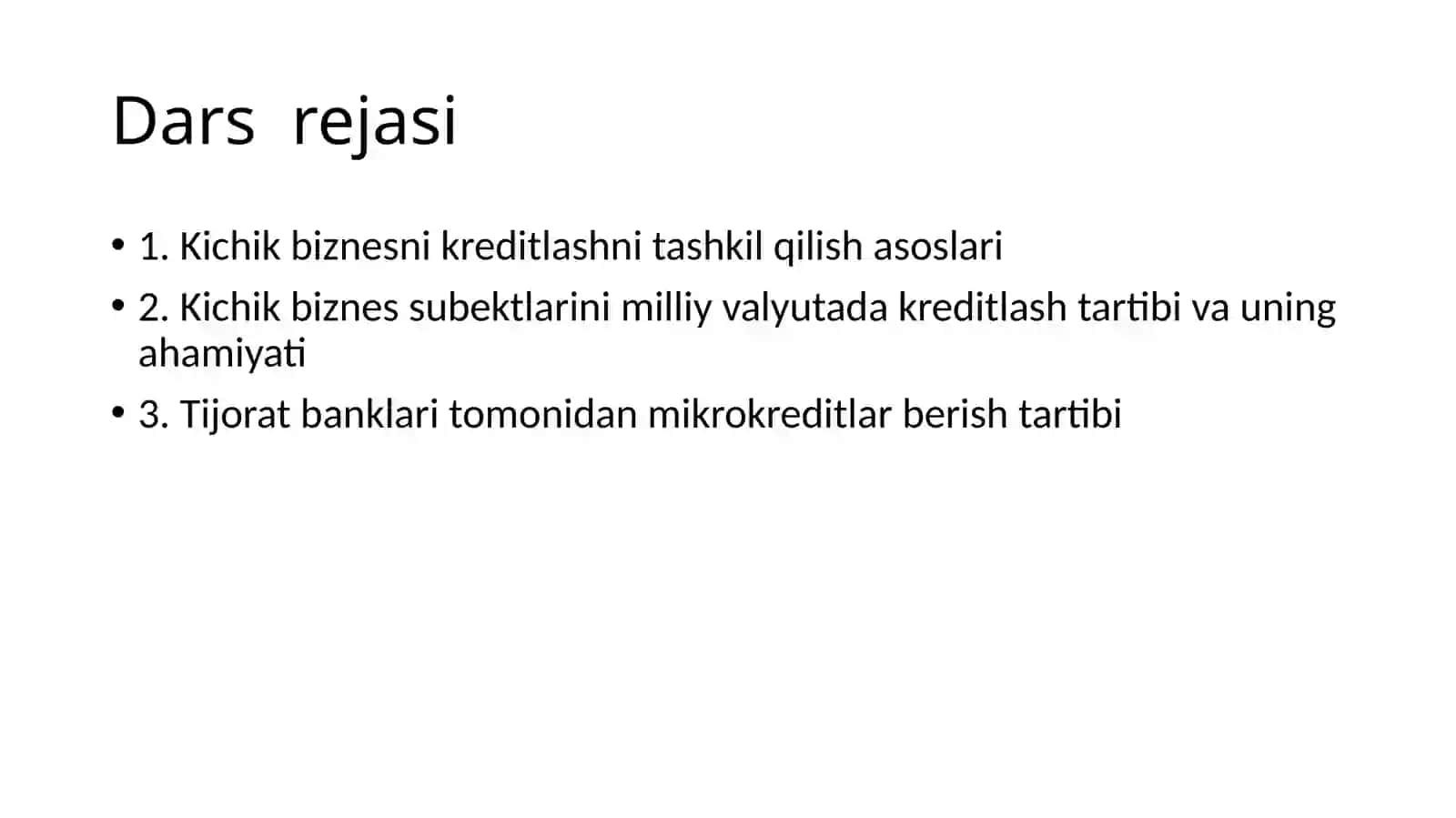 Kichik biznes va tadbirkorlik sub'ektlarini kreditlash 2