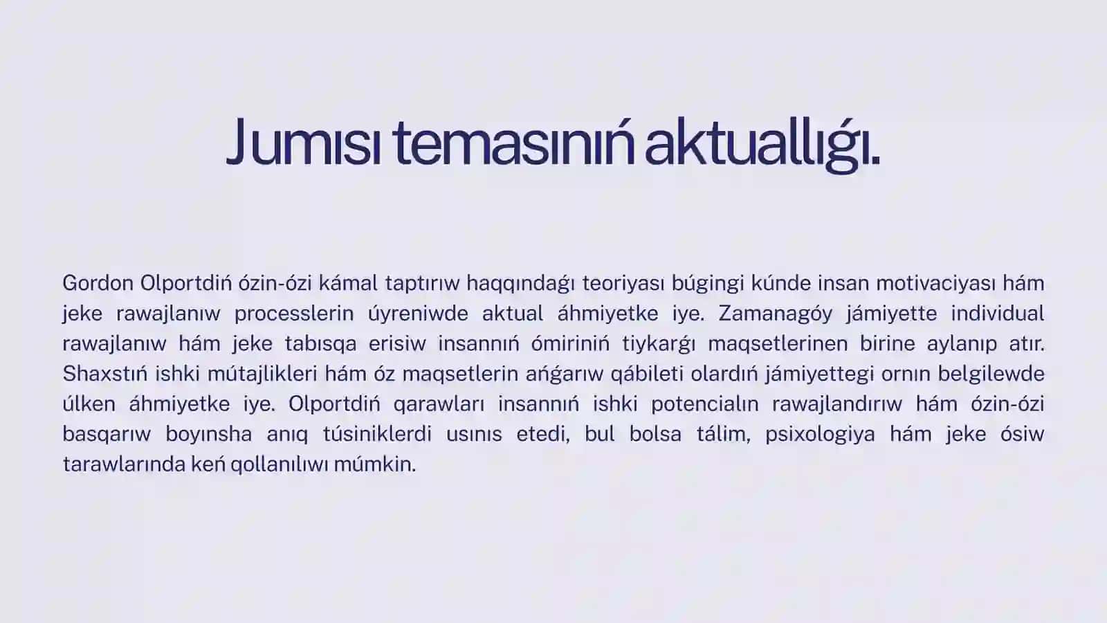 Gordon Olportdiń ózin-ózi kámal taptırıw 2