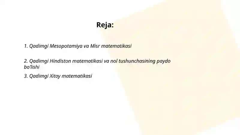 Matematikaning rivojlanish tarixi 2