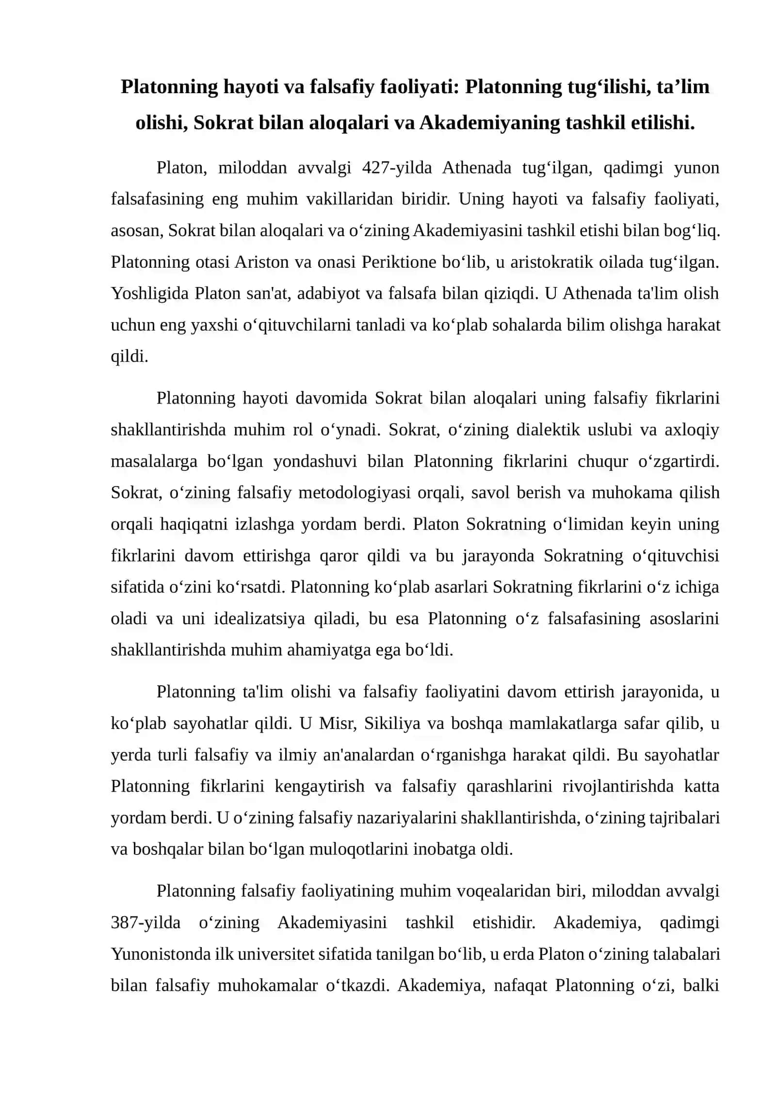 Platon falsafasi 2