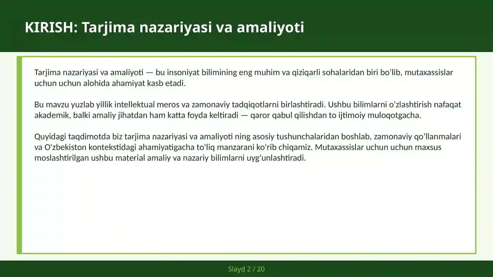 TARJIMA NAZARIYASI VA AMALIYOTI 2