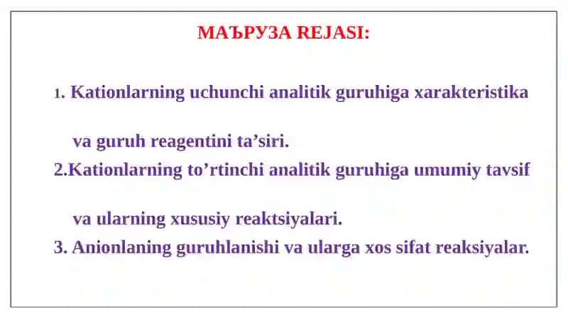 III va IV GURUH KATIONLAR ANALIZI 2