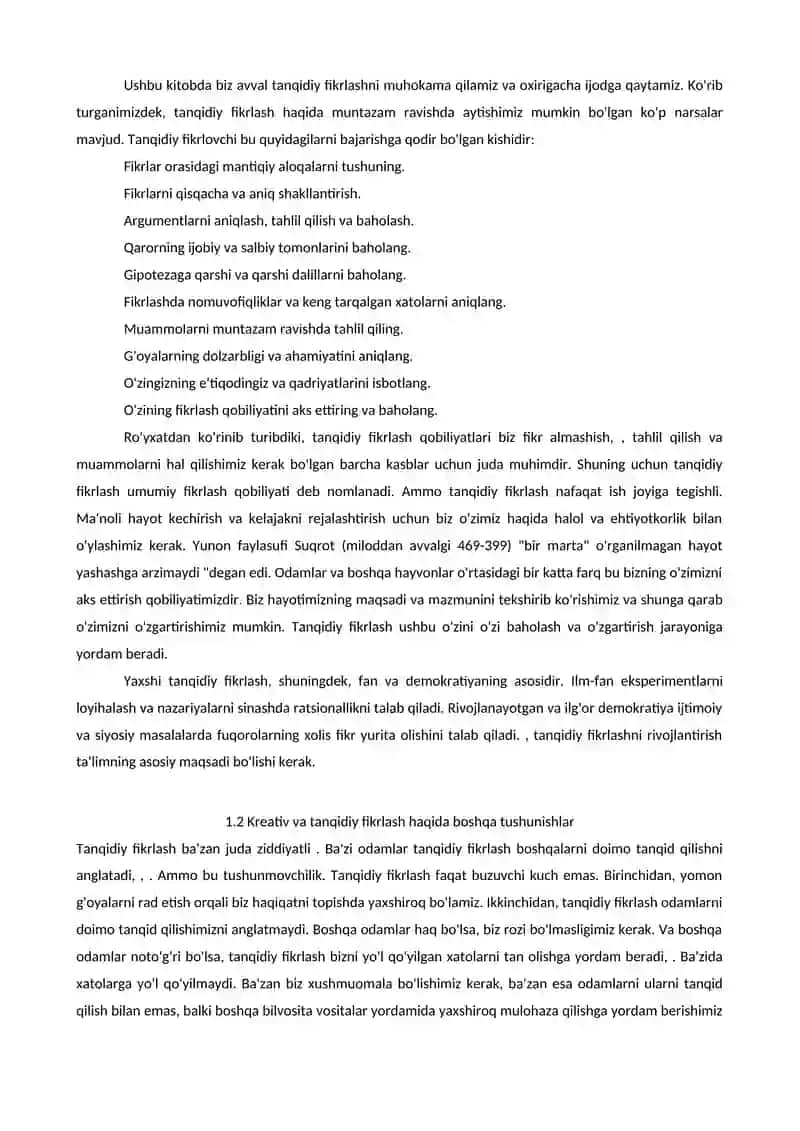 Kreativ fikrlash kursi 2