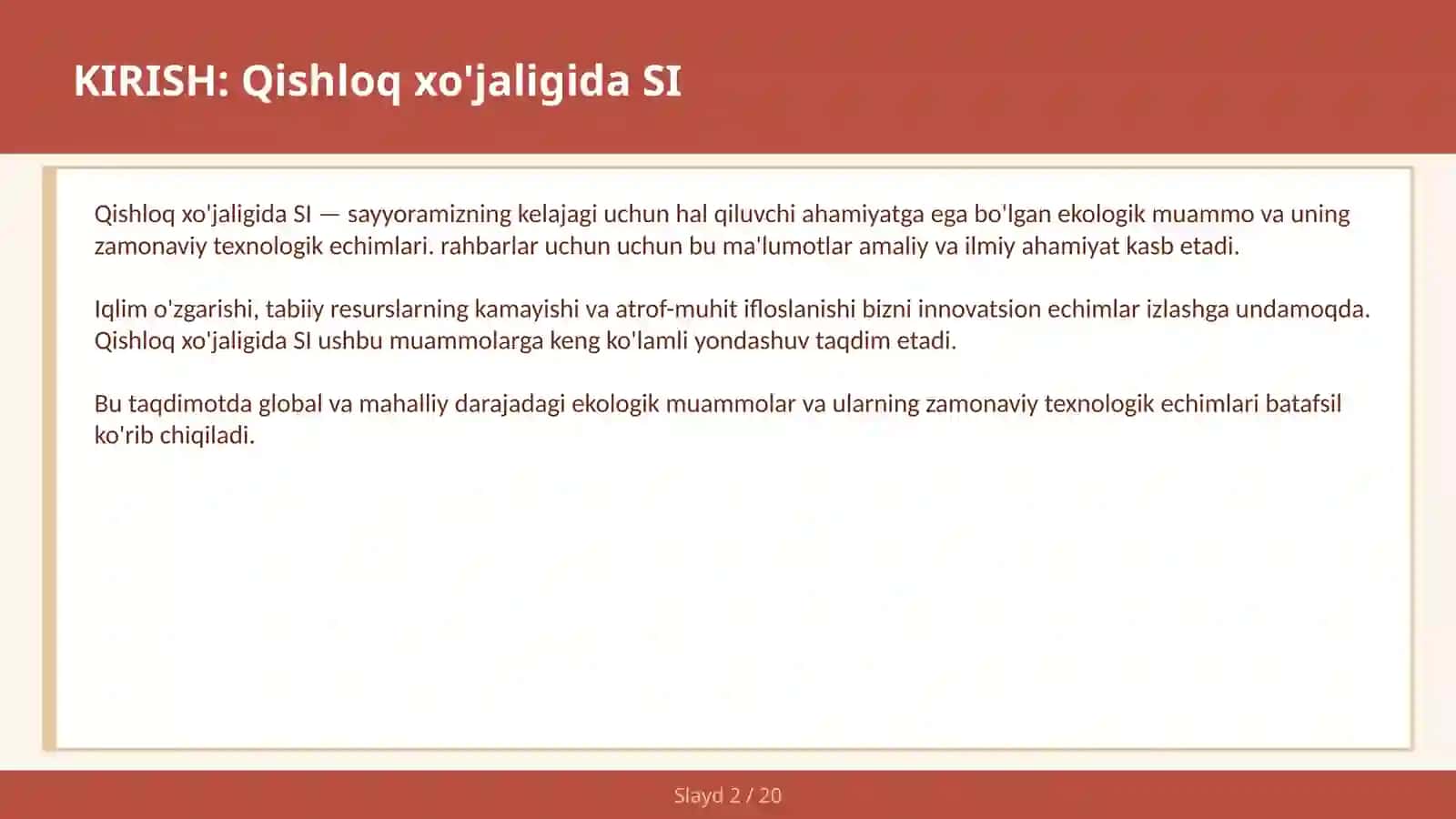 Qishloq xo'jaligida SI 2