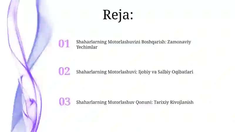 Shaharlarni avtomobillashtirish qonuniyati 2