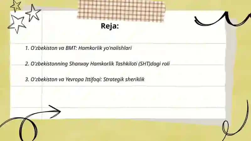 Oʻzbekistonning xalqaro tashkilotlari bilan hamkorligi 2