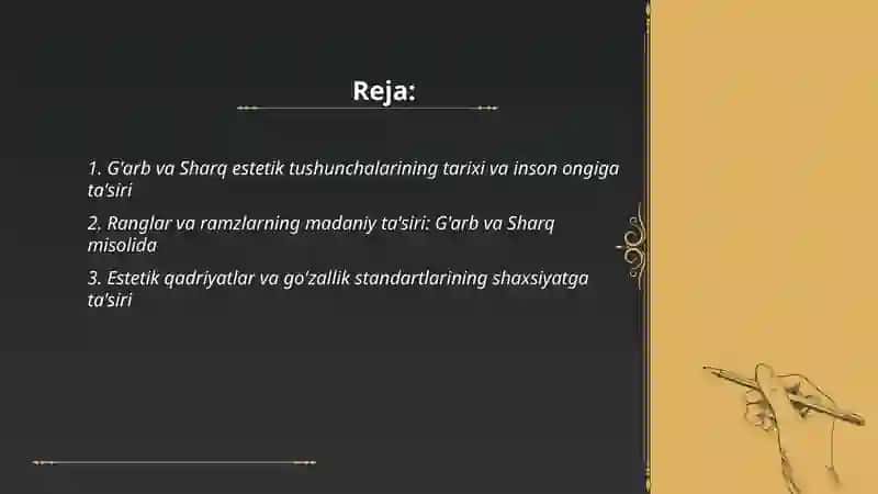 G'arb va sharq estetikasining inson ongiga ta'siri 2
