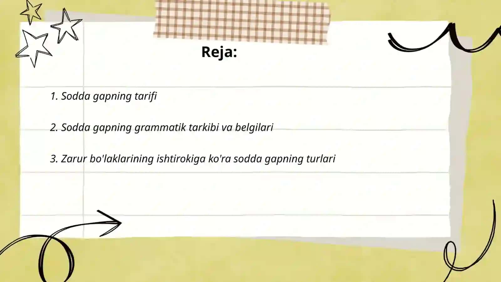 Sodda gapning tarifi va tasnifi 2