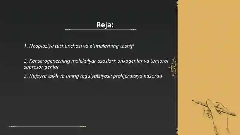 Neoplaziya.Kanserogenezni molekulyar asoslari 2