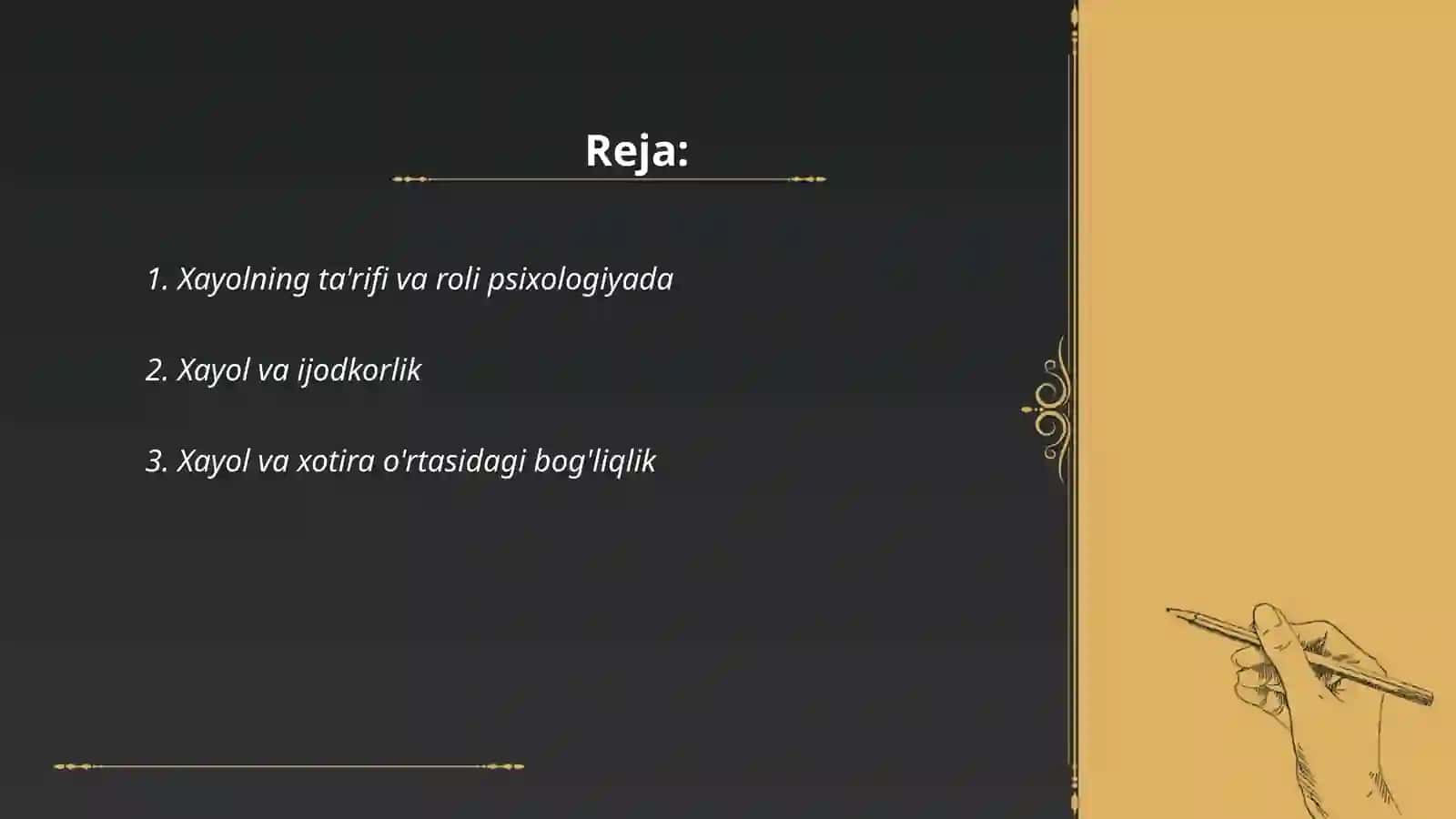 Psixologiya fanidan xayol mavzusi 2