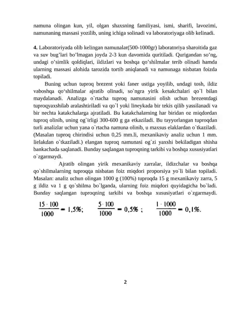 Tuproqni analizga tayyorlash 2