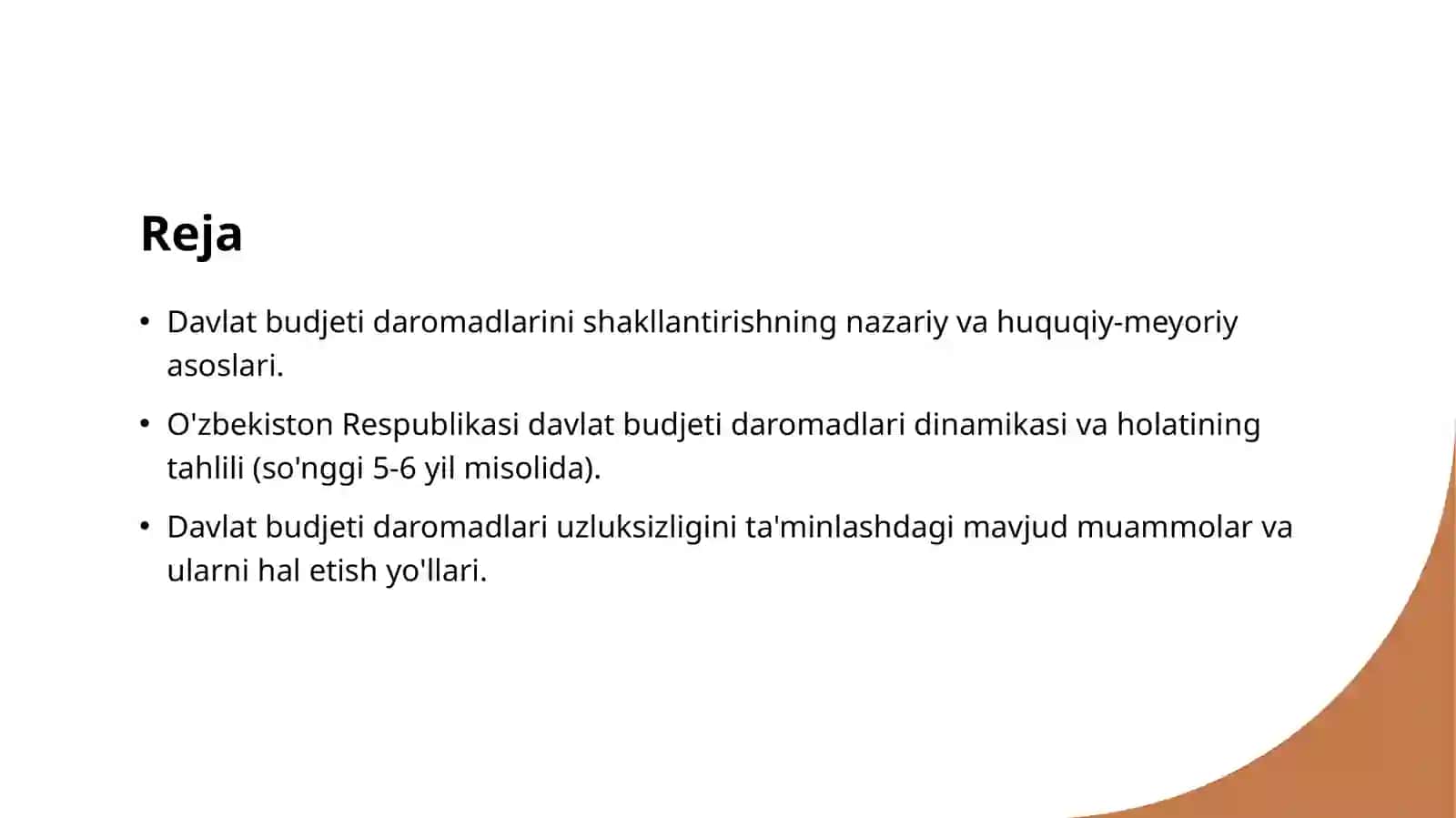 Davlat byudjeti daromadlari uzluksizligini taʼminlash masalalari 2