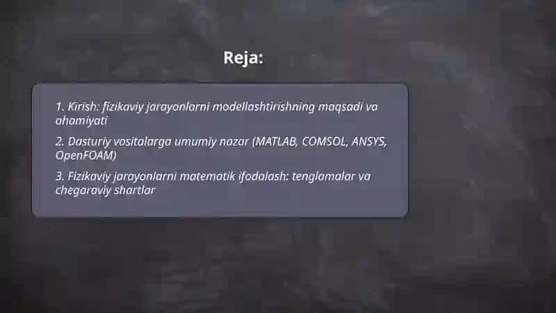 Fizikaviy jarayonlarni modellashtirish 2