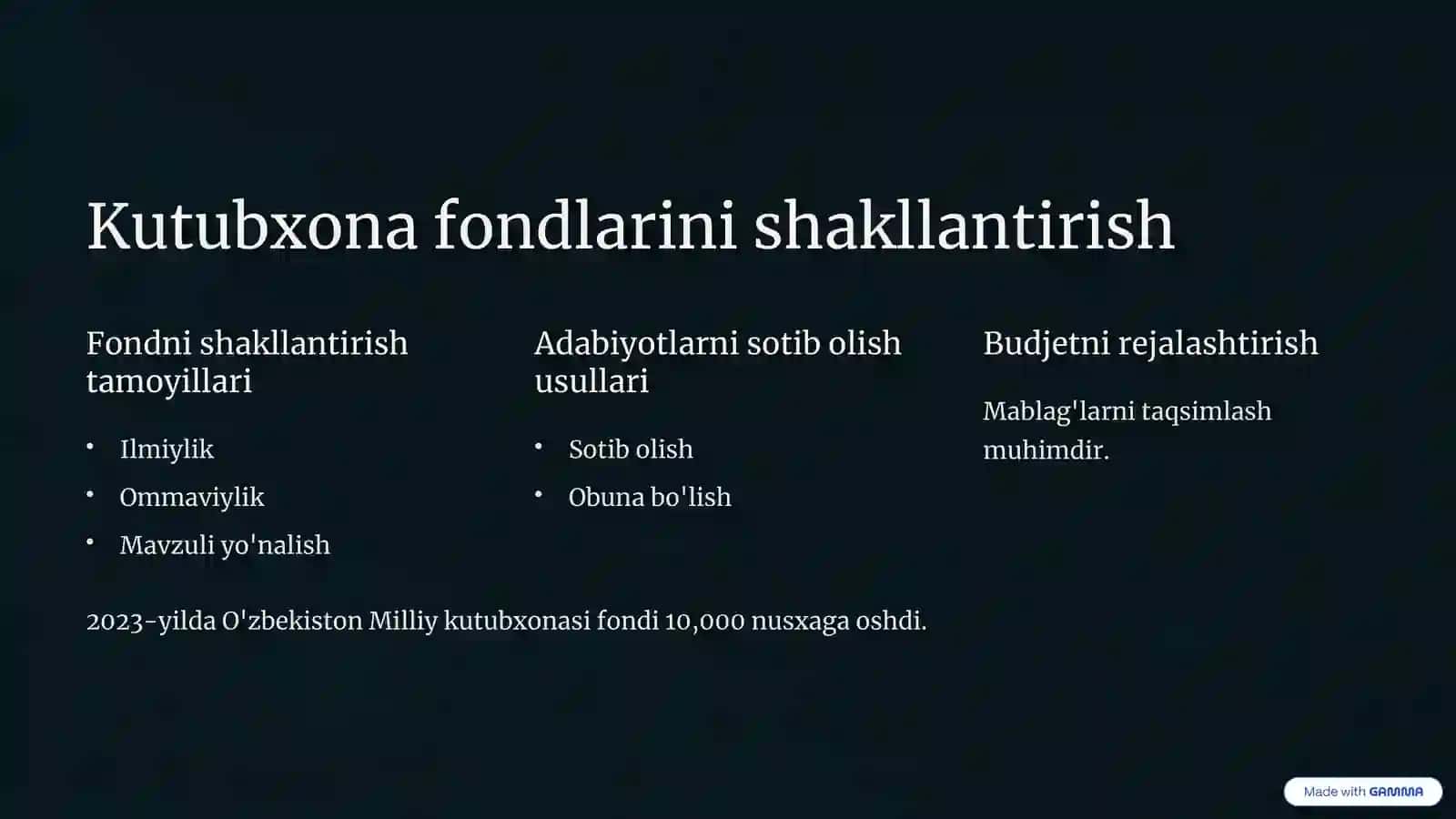 Kutubxona fondlari va arxivlar bilan ishlash 2