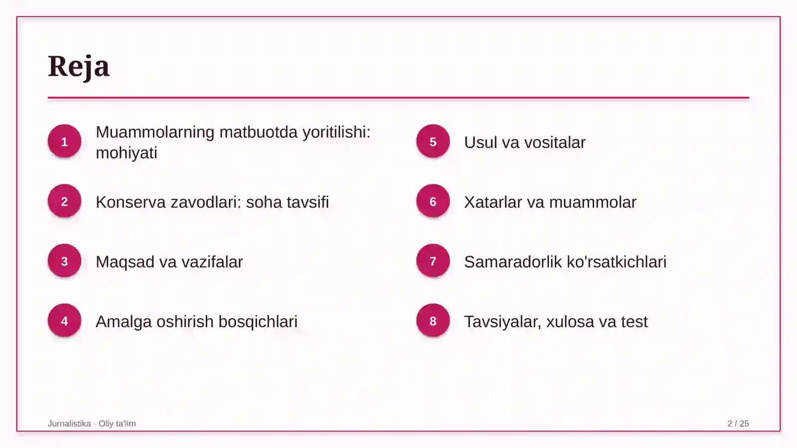 Konserva zavodlarida muammolarning matbuotda yoritilishi 2