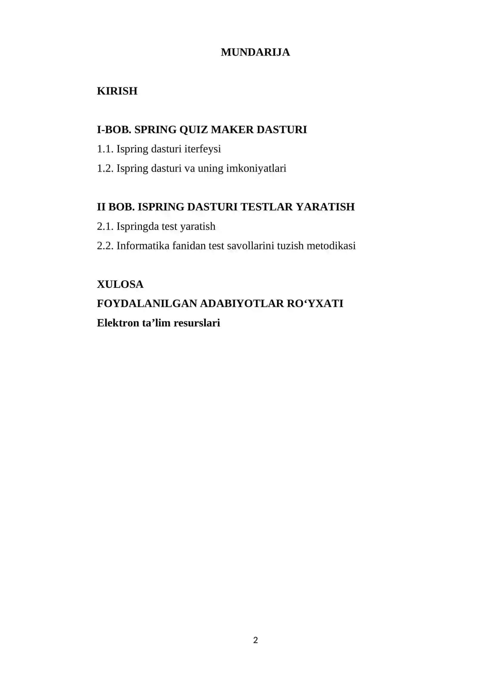 TEST YARATUVCHI DASTURLAR VA ULARDAN FOYDALANISH METODIKASI 2