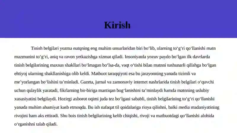 Tinishbelgilarining qo‘llanishi 2