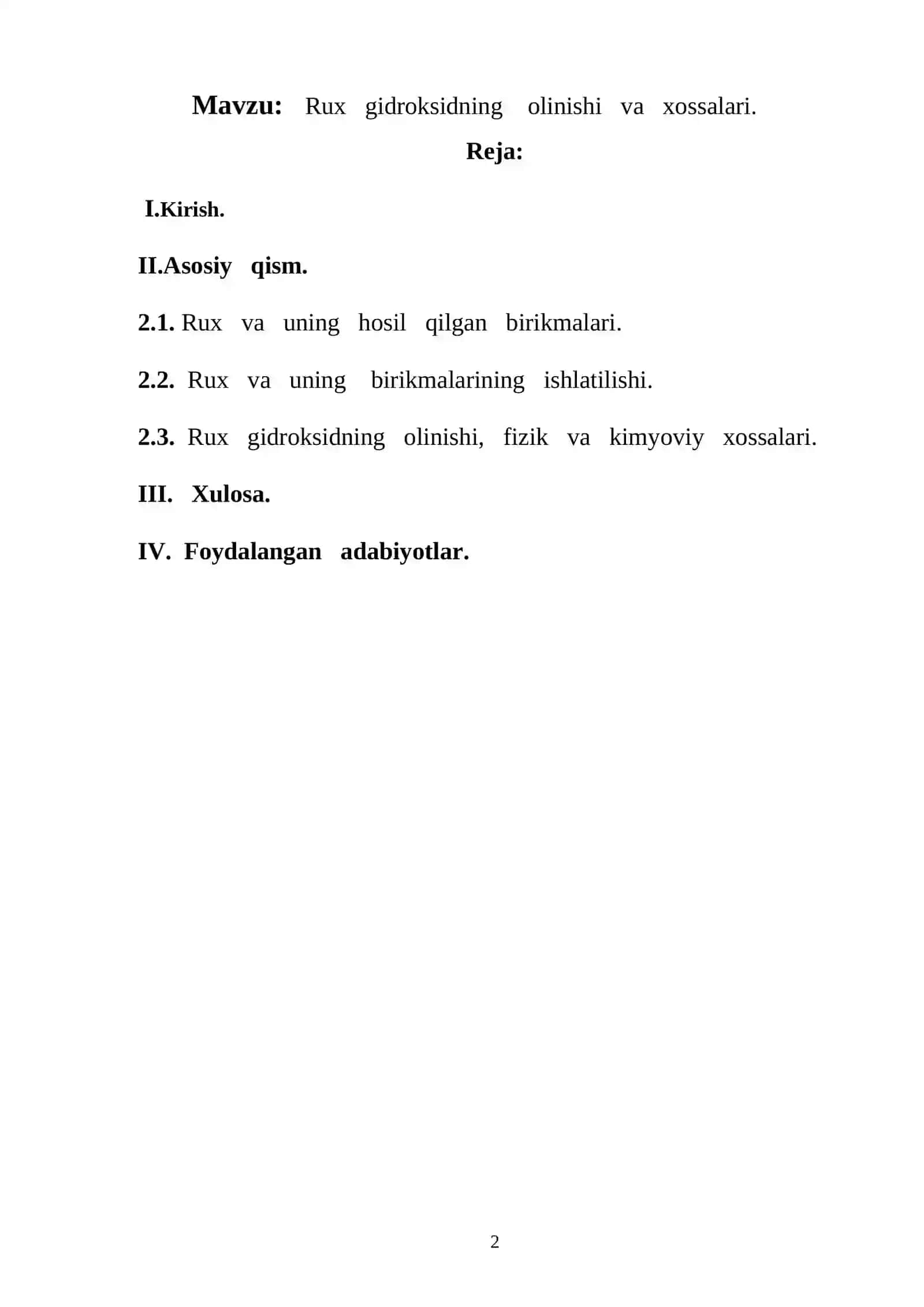 Rux gidroksidning olinishi va xossalari 2