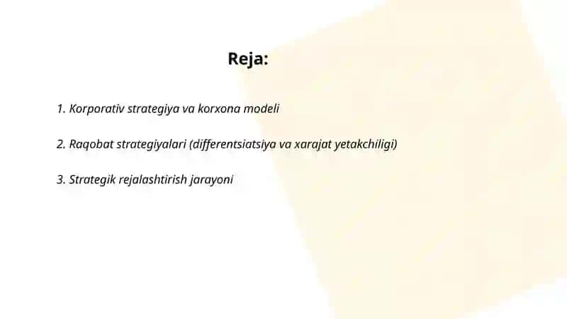 Korporativ strategiya va korxona modeli 2