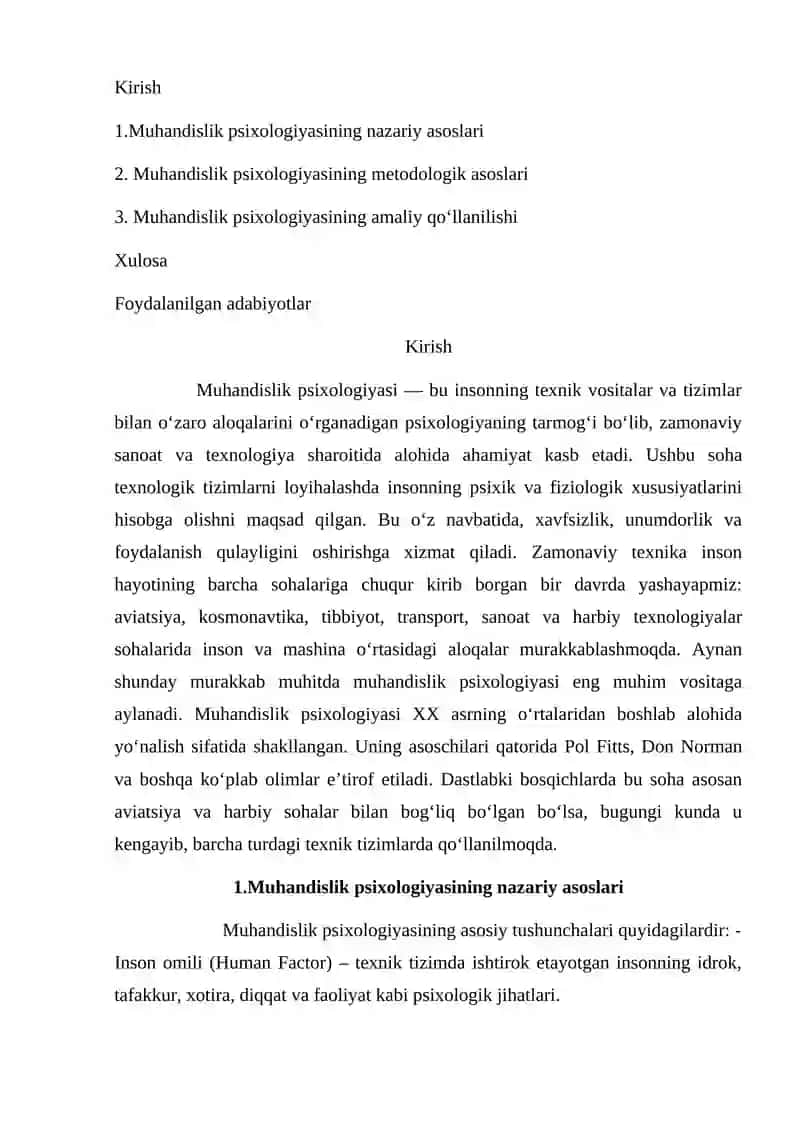 Muhandislik psixologiyasining tamoyillari va metodologik asoslari 2