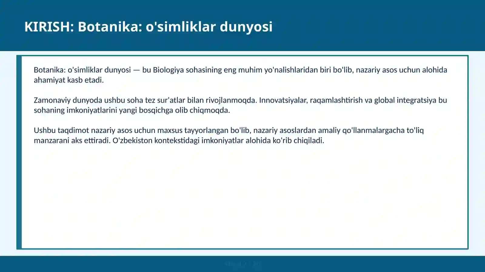 Botanika: O'Simliklar Dunyosi 2