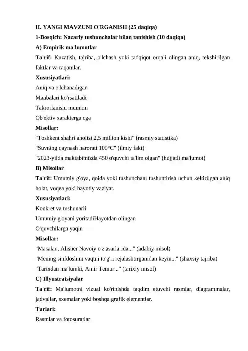 Empirik ma'lumotlar, misollar va illyustratsiyalar 2