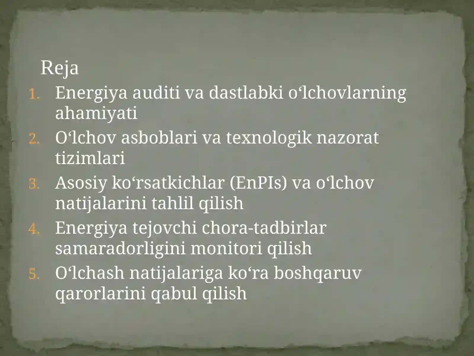 Energiya samaradorligini baholashda o‘lchashlarning roli 2