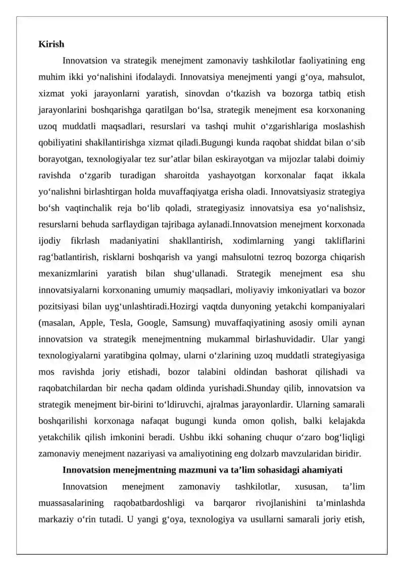 Innovatsion va strategik menejment 2