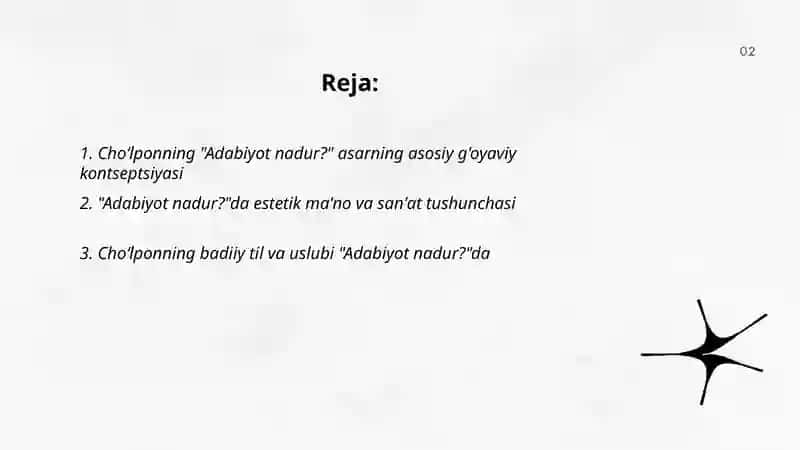 Choʻlponning adabiy-estetik qarashlari va "Adabiyot nadur?" 2