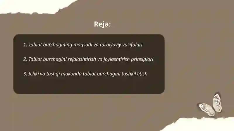 Tabiat burchagini tashkil etish 2