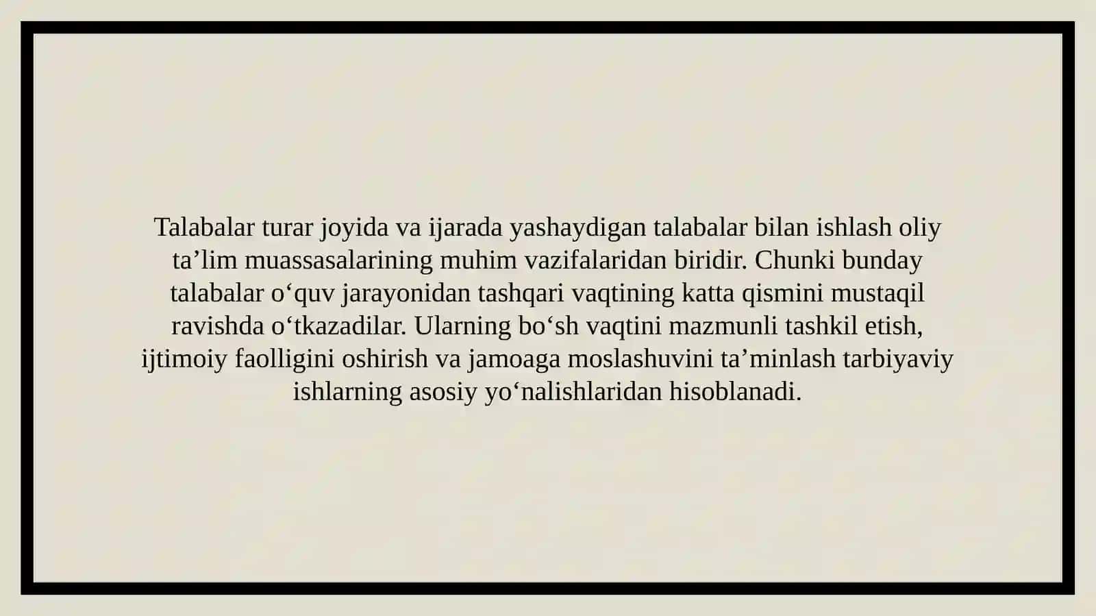 Talabalar turar joyida va ijarada yashaydigan talabalar bilan ishlashning ahamiyati 2